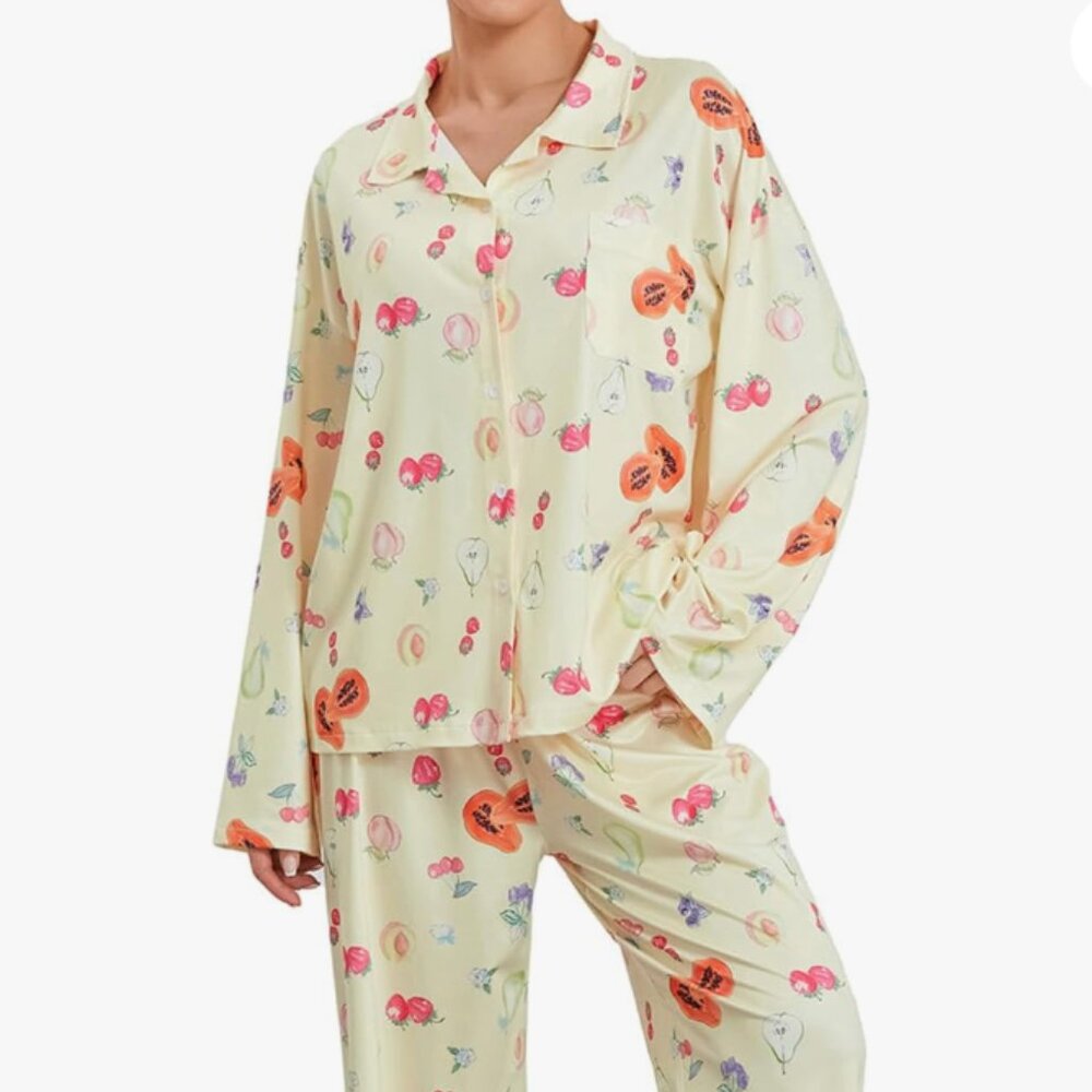 Women Fruit Printing Pajamas Set 2 Piece
